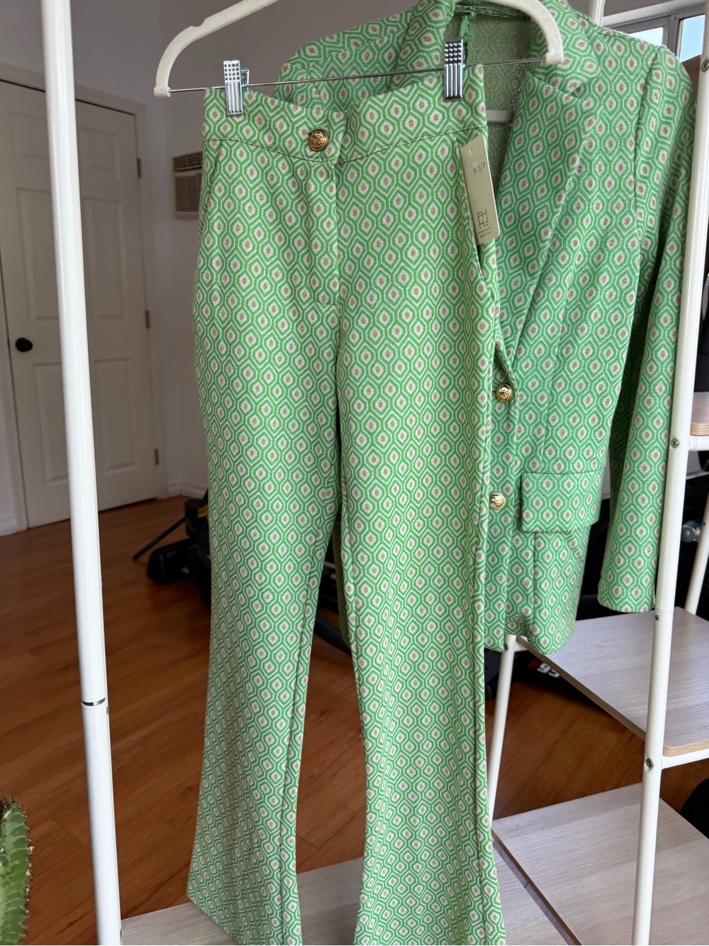 Firenze Green Geometric Button-Front Top